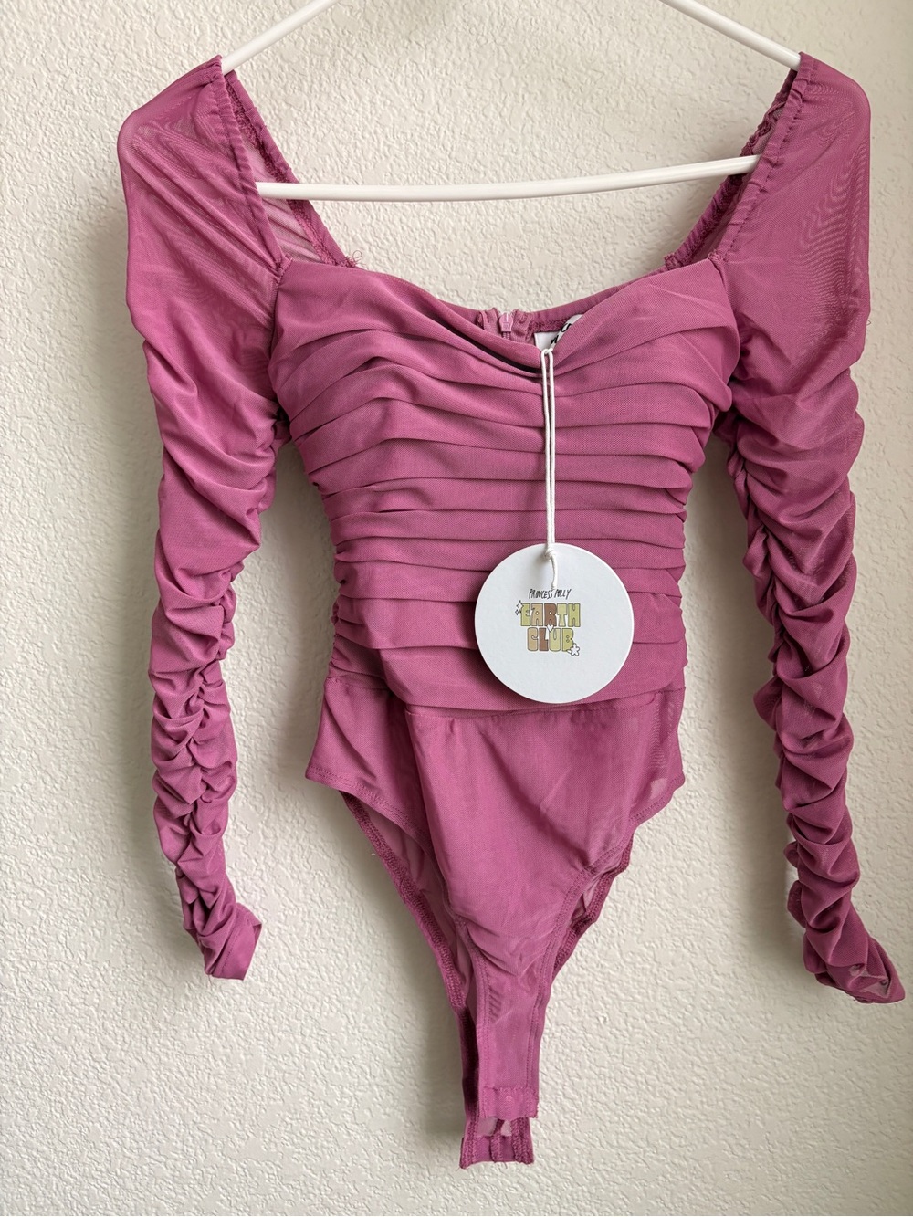 Princess Polly Dusty Rose Ruched Long Sleeve Bodysuit